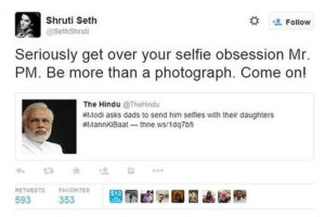 Shruti Seth Tweets against megalomaniac Modi