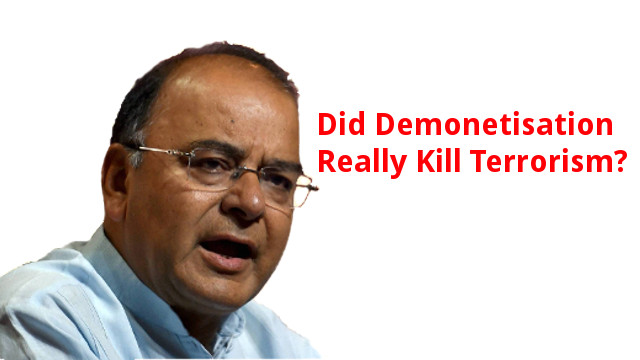 Arun Jaitley claims demonetisation reduced terrorism